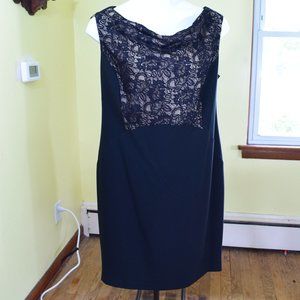 London Times Woman black dress with lace sz18W